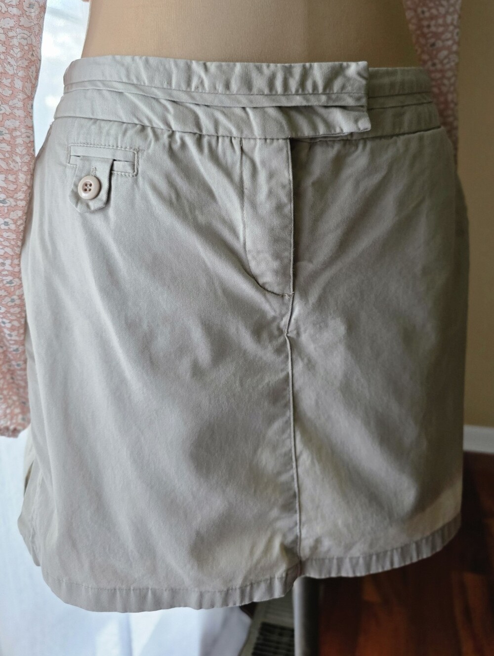 Vintage Y2K Khaki Mini Skort Cotton Stretch Chino Preppy Golf Bay Studio Size 6
